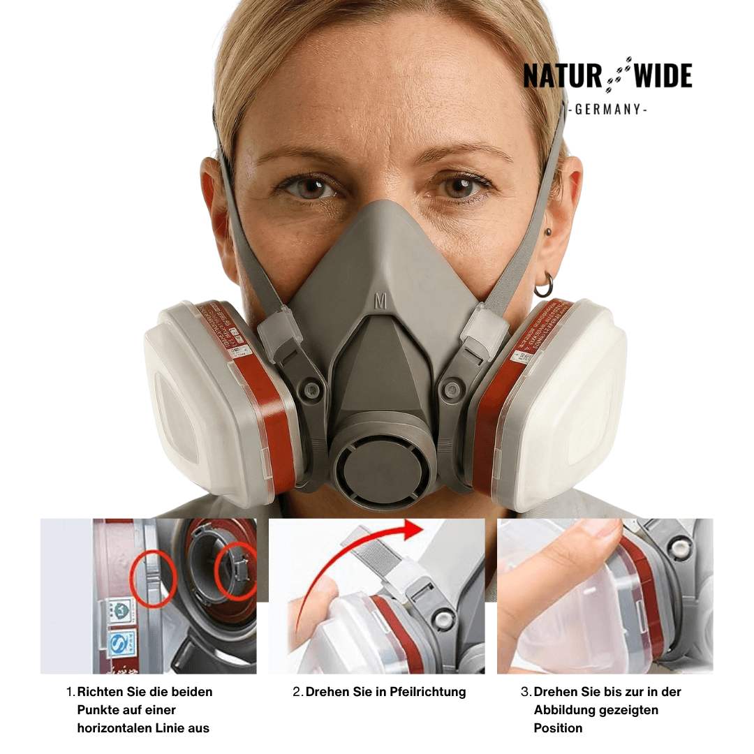 Halbmaske mit Filterpatronen & Schutzbrille – Ansicht 2