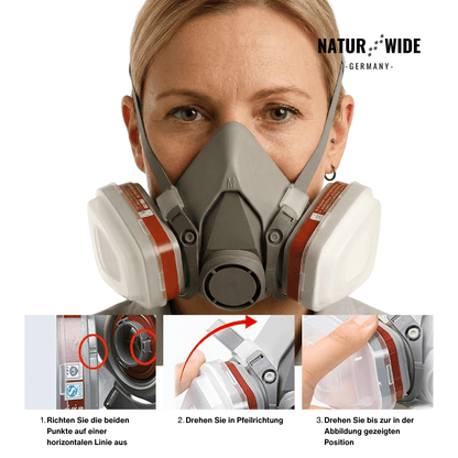 Halbmaske mit Filterpatronen & Schutzbrille – Ansicht 2