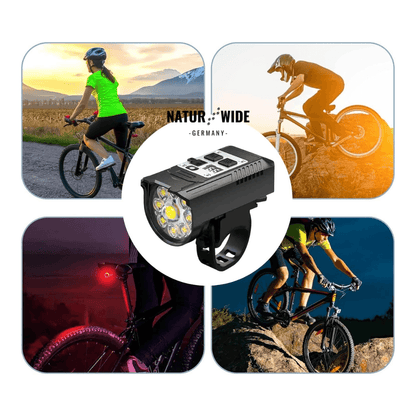 Akku-Fahrradlicht, 9 LEDs, Display & Rücklicht – Ansicht 12