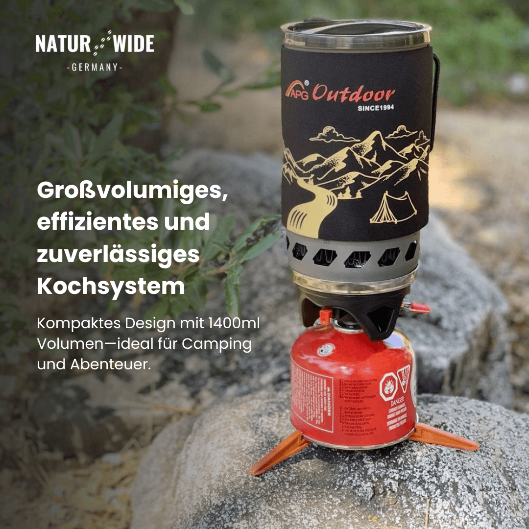 Kochsystem 1,4 L mit Gaskocher & Piezozündung – Ansicht 5