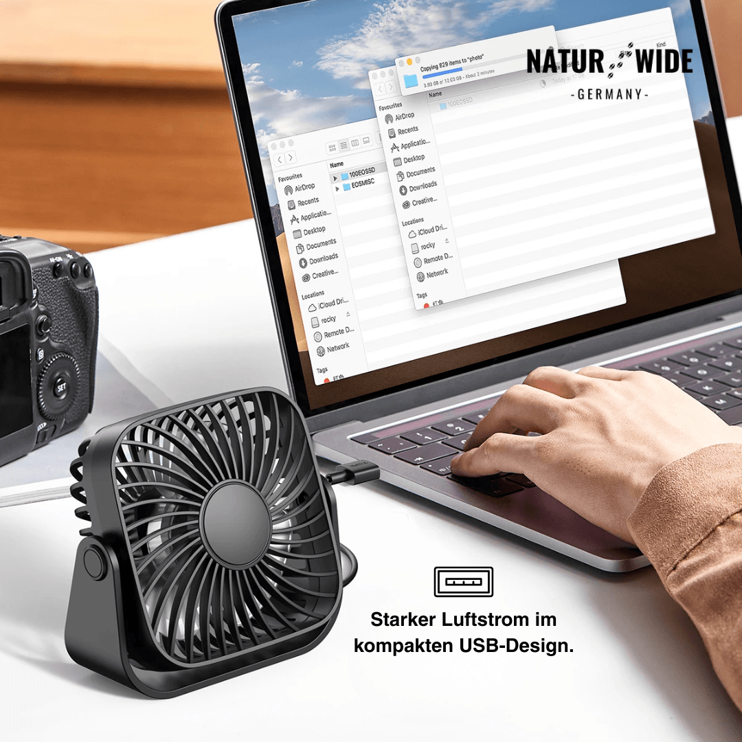 USB-Tischventilator 10 cm, 3 Stufen, neigbar – Ansicht 8