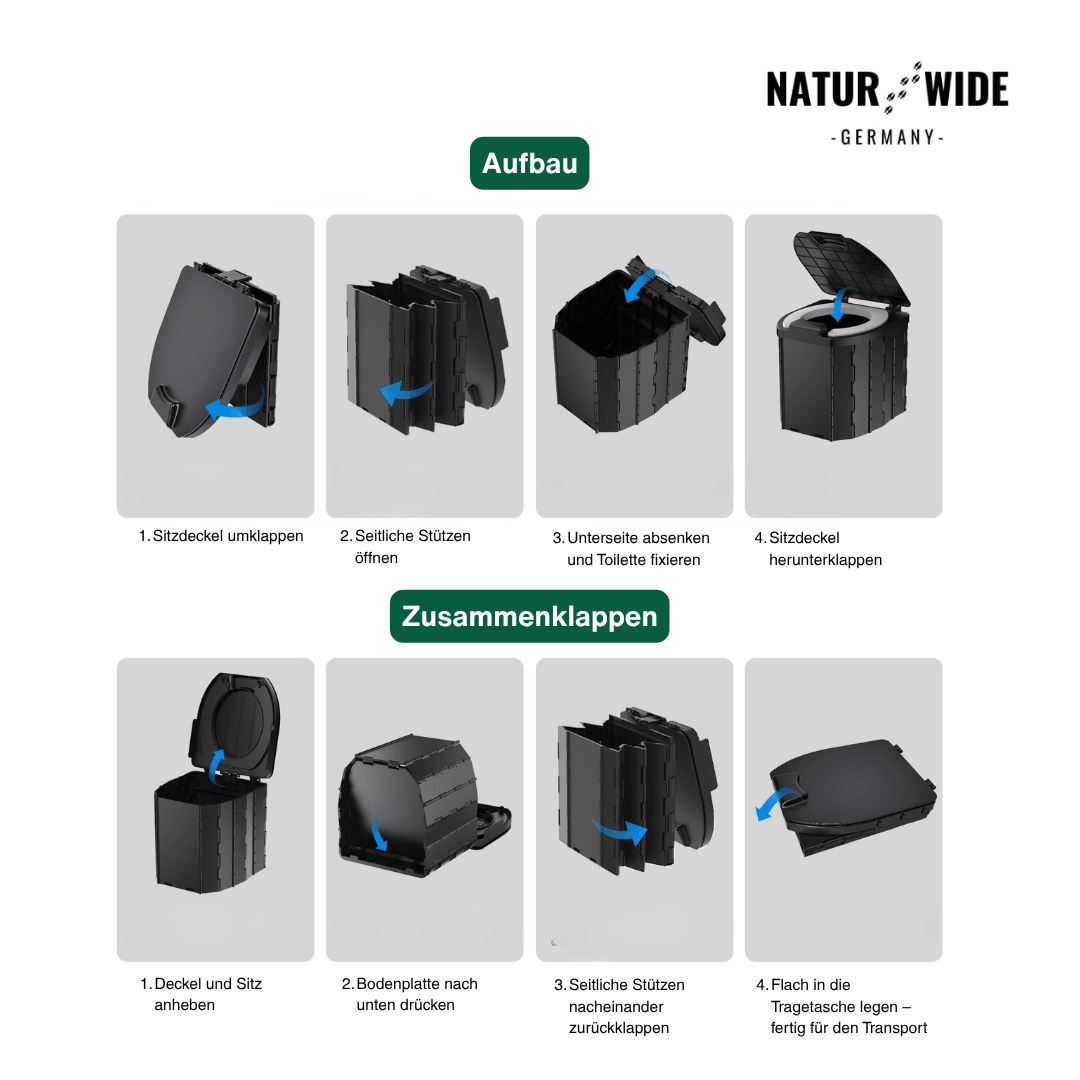 Faltbare Campingtoilette bis 200 kg, 1,85 kg – Ansicht 2