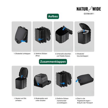 Faltbare Campingtoilette bis 200 kg, 1,85 kg – Ansicht 2