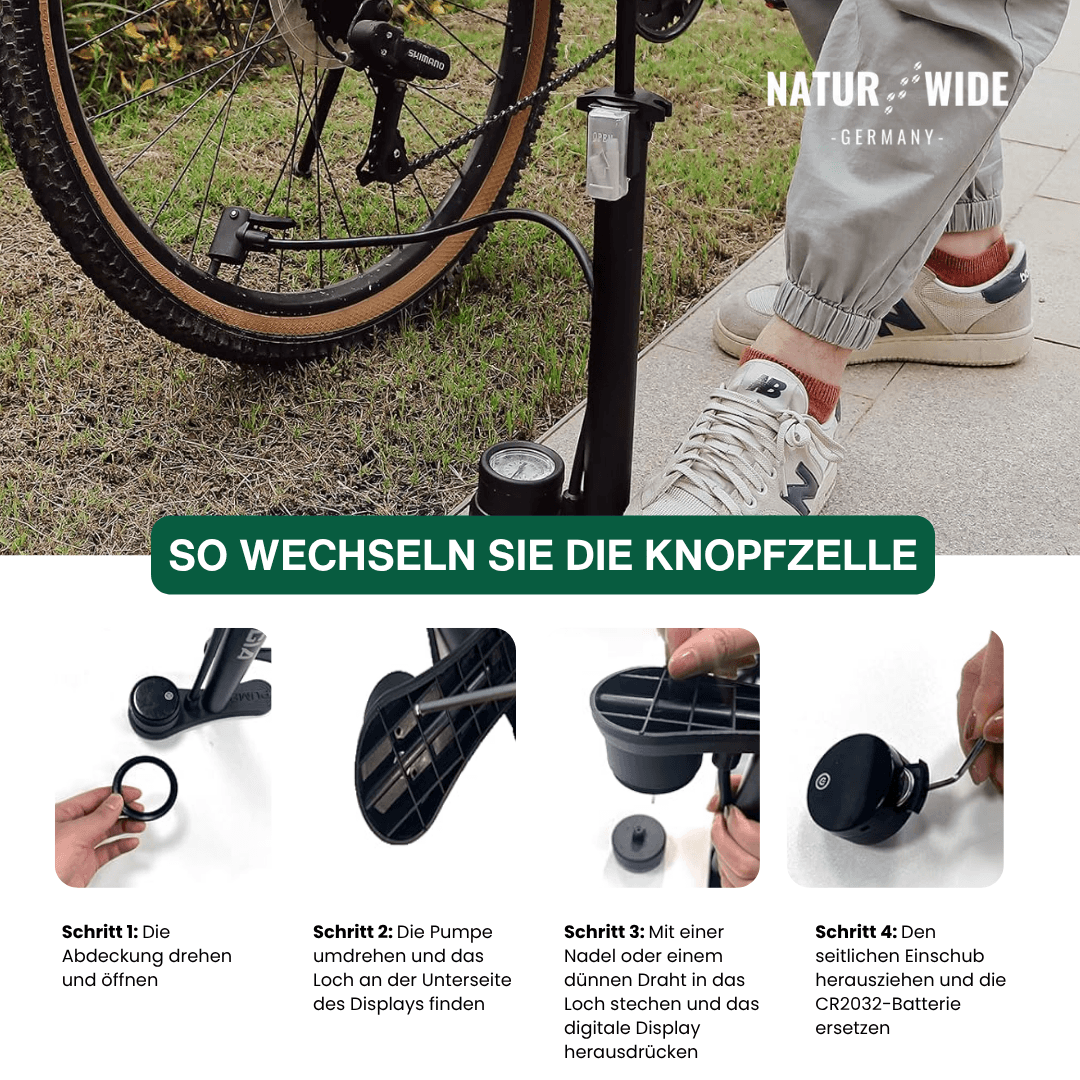 Fahrradpumpe 11 bar mit Manometer, alle Ventile – Ansicht 10
