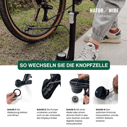 Fahrradpumpe 11 bar mit Manometer, alle Ventile – Ansicht 10