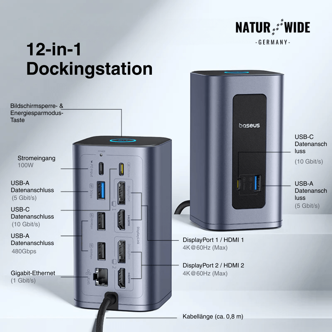USB-C-Dockingstation 12-in-1, 2 × 4K HDMI – Ansicht 8