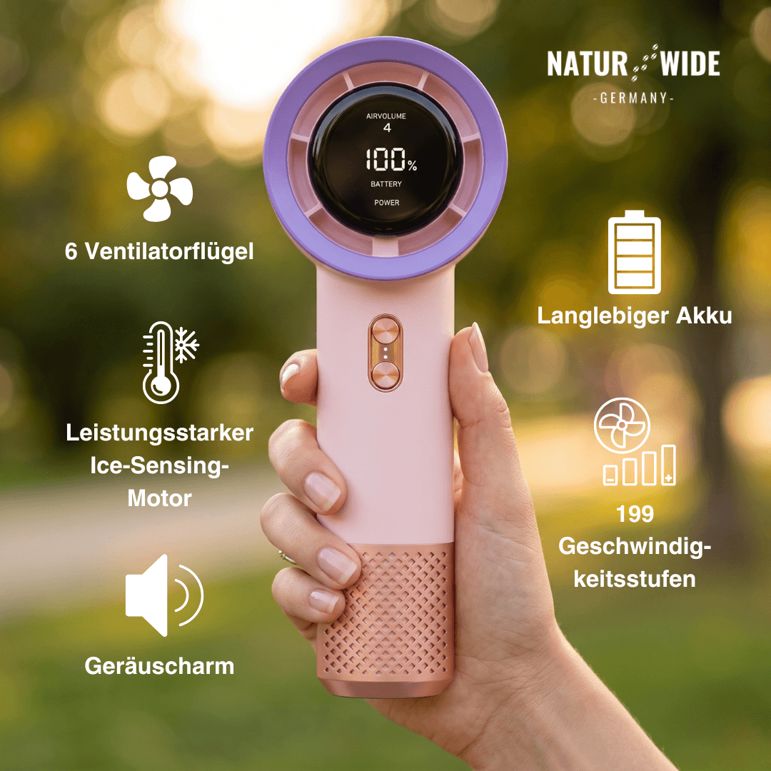 Hand-Ventilator mit 199 Stufen und USB-C – Ansicht 11