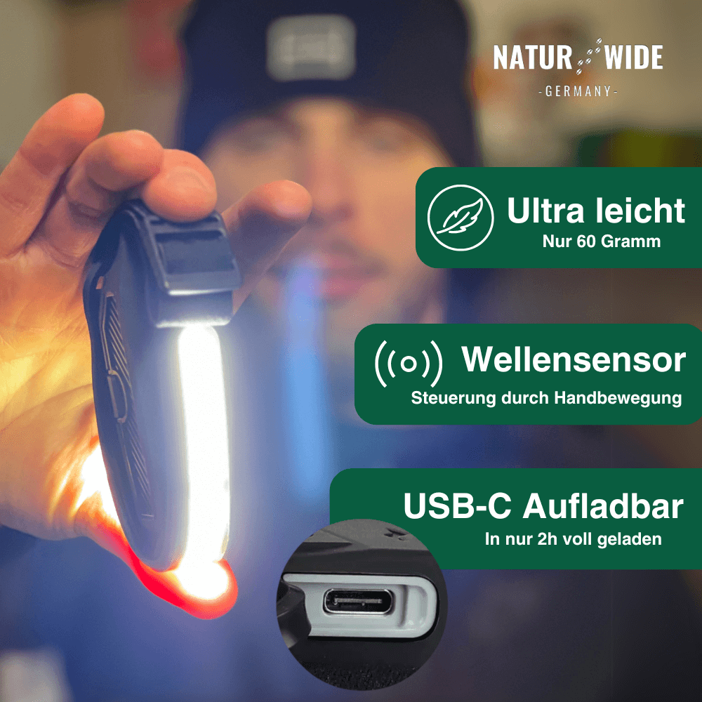 Stirnlampe mit 230°-Licht und Bewegungssensor – Ansicht 11