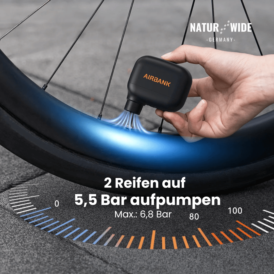 Elektrische Mini-Fahrradpumpe, 6,9 bar, 93 g – Ansicht 2