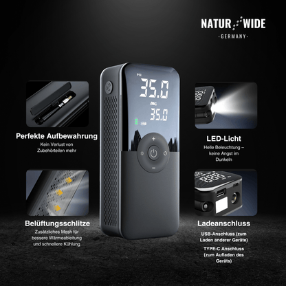 Akku-Reifenkompressor mit Display & Powerbank – Ansicht 8