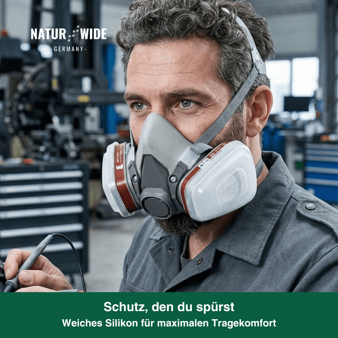 Halbmaske mit Filterpatronen & Schutzbrille – Ansicht 3