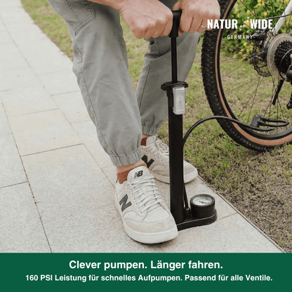 Fahrradpumpe 11 bar mit Manometer, alle Ventile – Ansicht 15