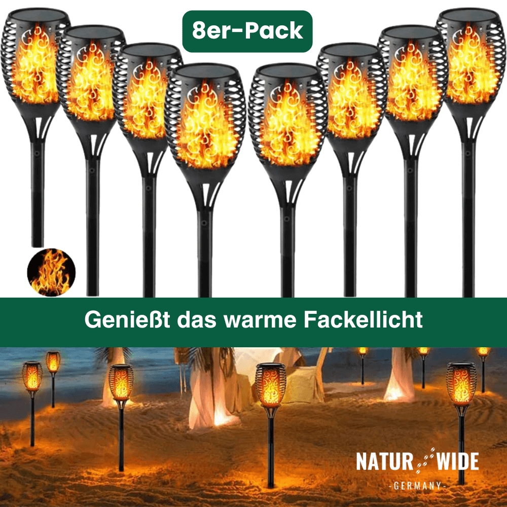 Solar-Gartenfackeln mit Flammeneffekt, 4er-Set – Ansicht 6