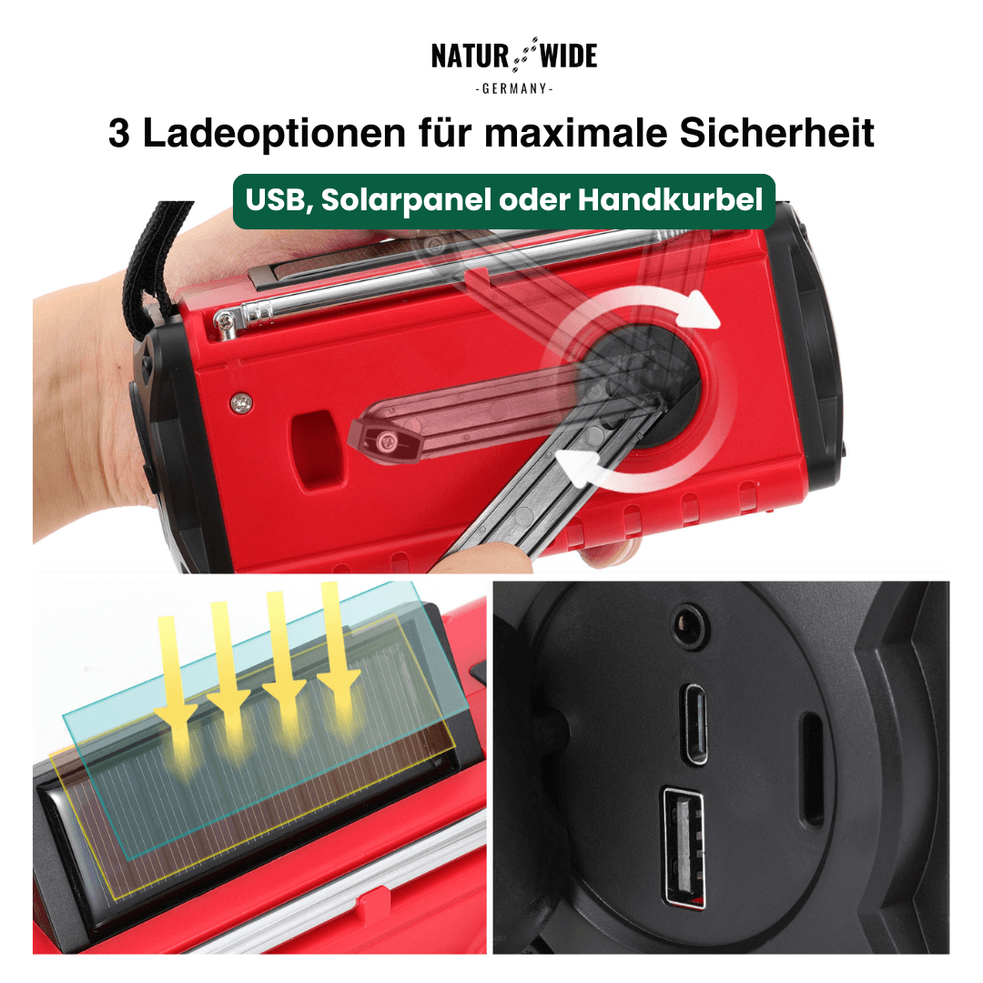 Kurbelradio mit Solar und 10.000-mAh-Powerbank – Ansicht 13