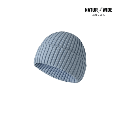 Strickmütze mit Umschlag, unisex, 14 Farben – Pastell-Blau
