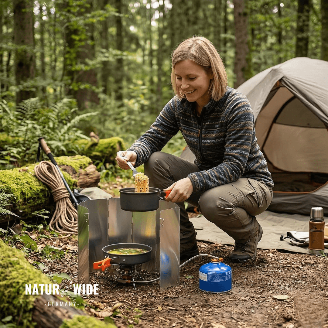 Faltbarer Windschutz für Campingkocher, Alu – Ansicht 10