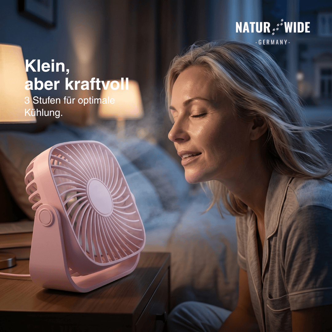 USB-Tischventilator 10 cm, 3 Stufen, neigbar – Ansicht 4