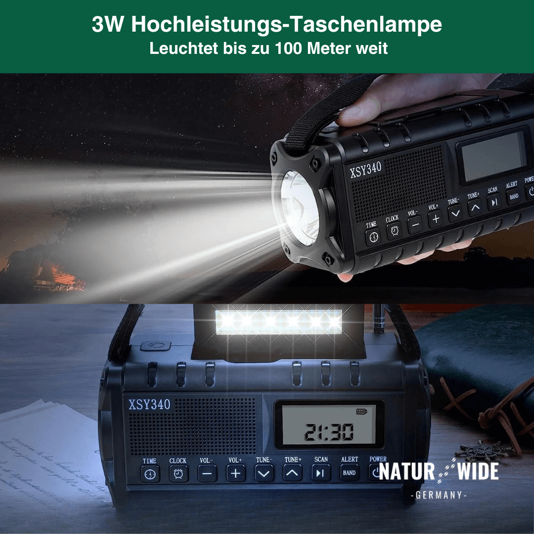 Kurbelradio mit Solar und 10.000-mAh-Powerbank – Ansicht 4