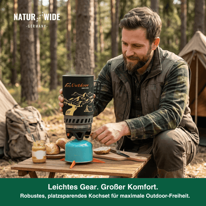 Kochsystem 1,4 L mit Gaskocher & Piezozündung – Ansicht 4