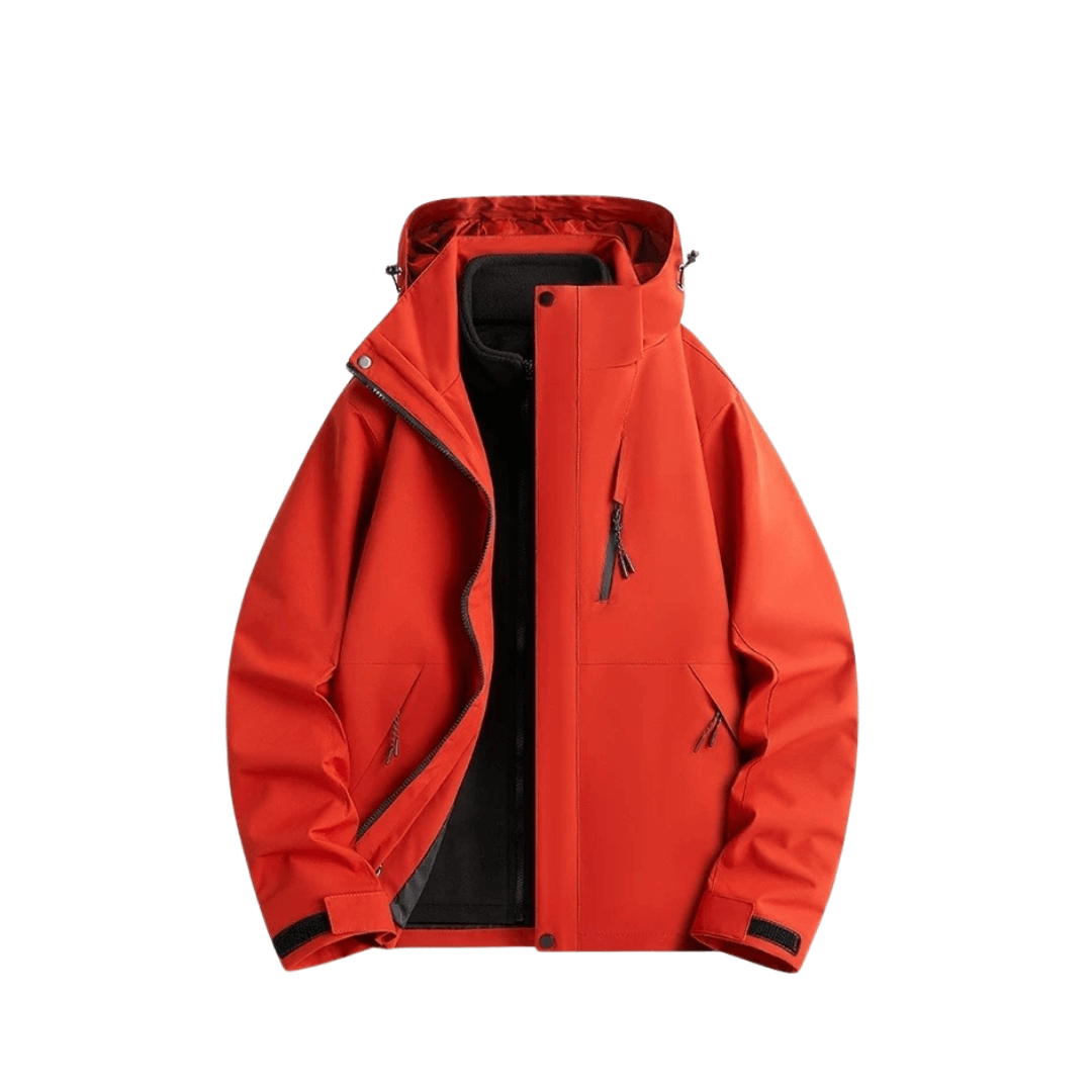 Damen Regenjacke 2-in-1 mit Fleece-Innenjacke – Rot