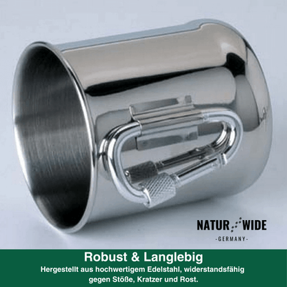 Edelstahlbecher 500 ml mit Karabinergriff – Ansicht 7