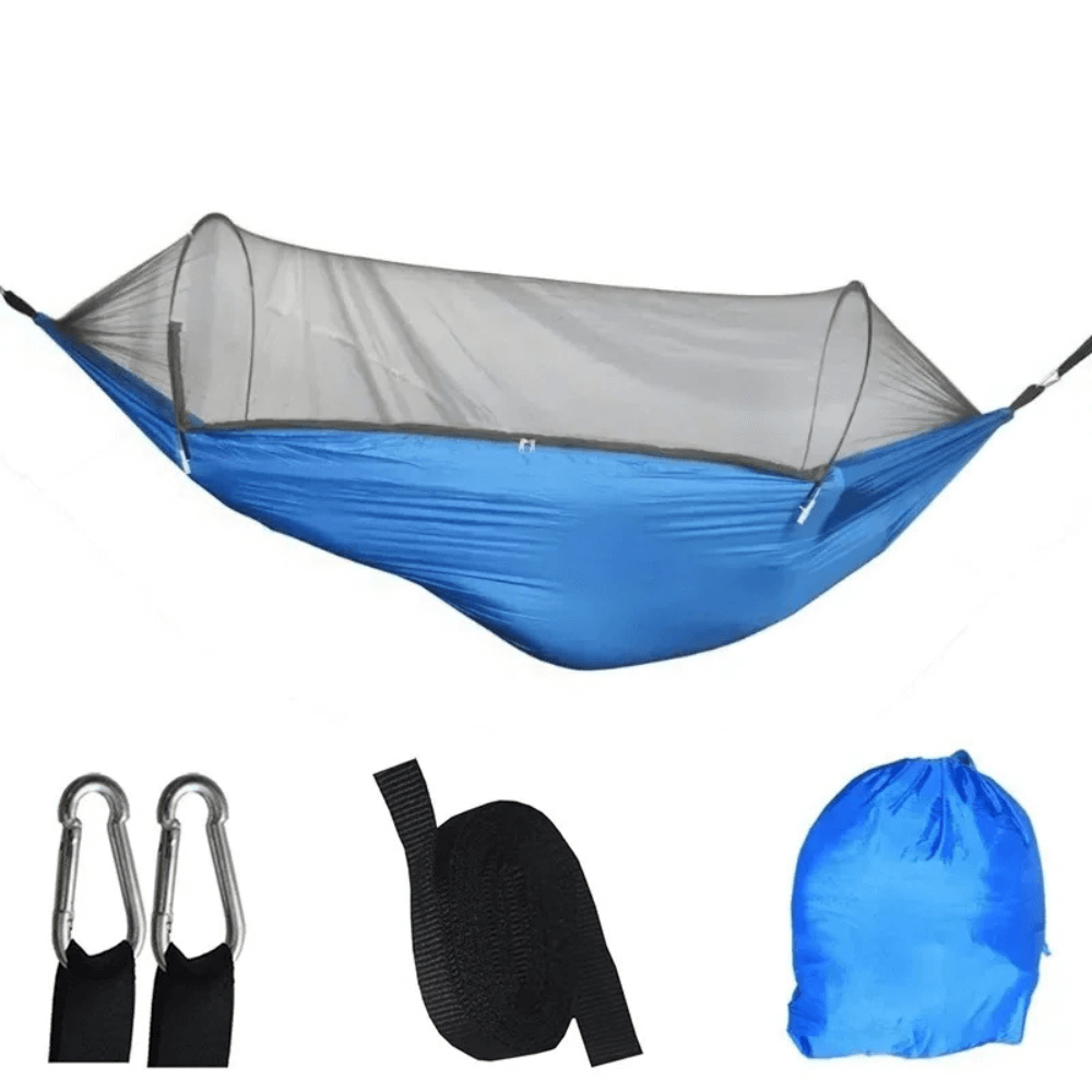 Camping-Hängematte mit Moskitonetz, bis 200 kg – Meeresblau