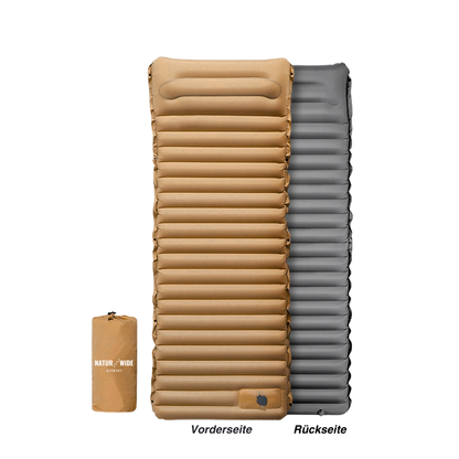 Isomatte Pro mit Kissen & Fußpumpe, 10 cm dick – Beige
