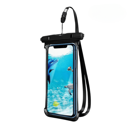 Wasserdichte Handyhülle bis 6,5 Zoll, mit Band – Schwarze Hülle
