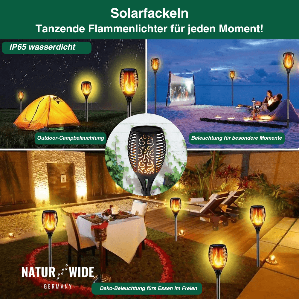 Solar-Gartenfackeln mit Flammeneffekt, 4er-Set – Ansicht 5