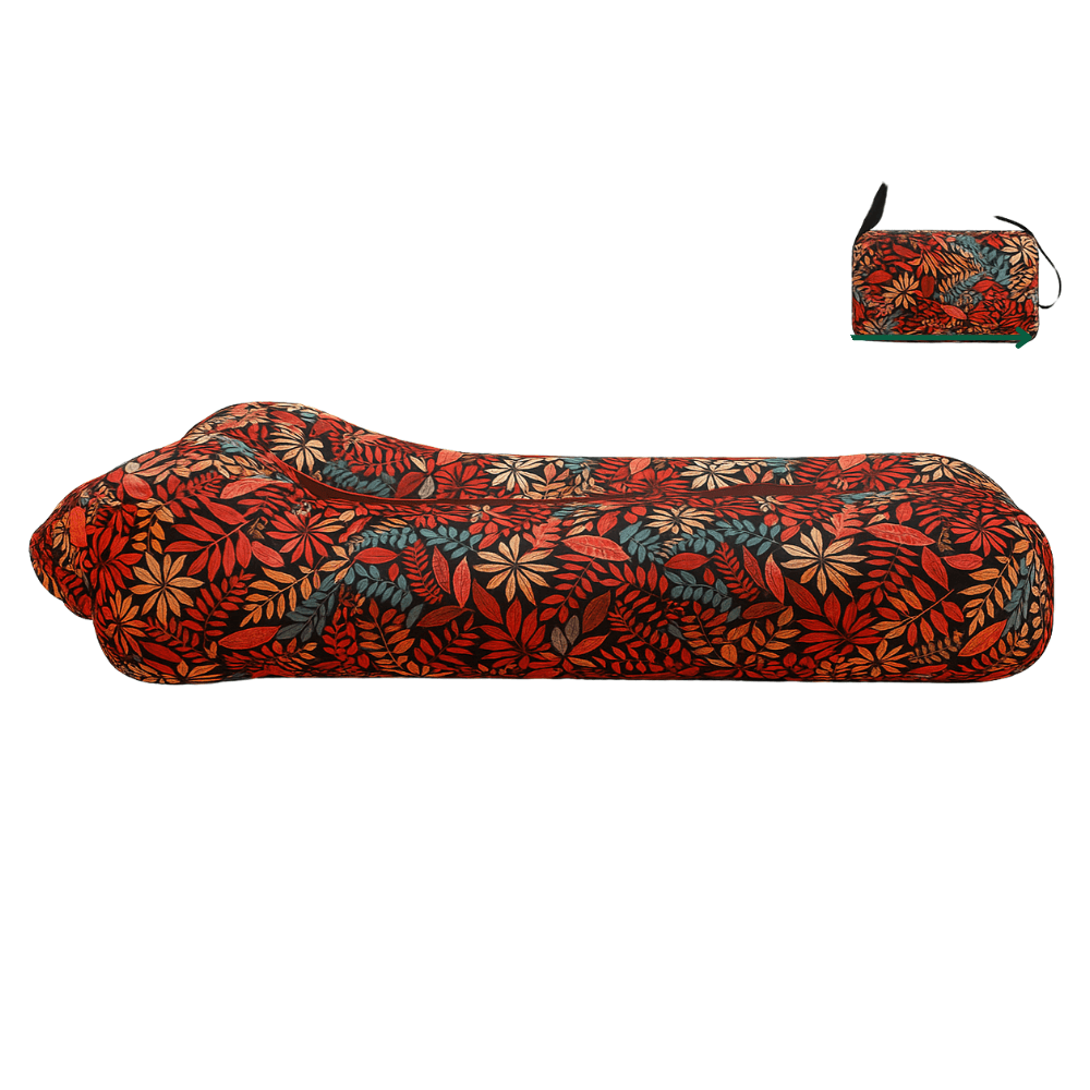 Aufblasbares Sofa-Luftbett ohne Pumpe, 200 kg – Rot Muster