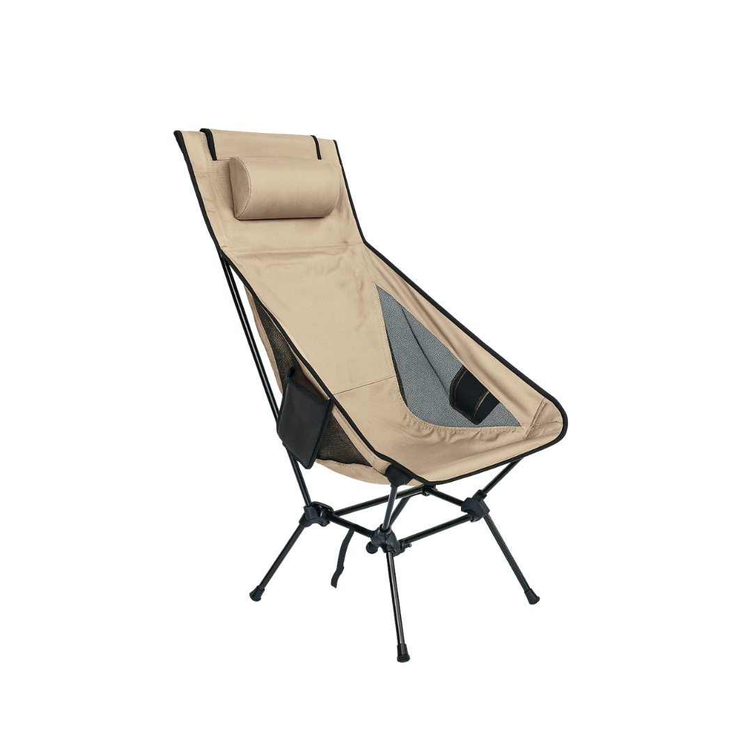 Faltbarer Campingstuhl mit Getränkehalter – Beige