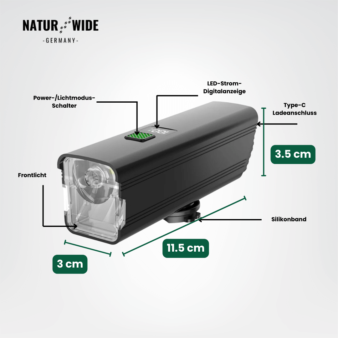 Fahrradlicht-Set mit 1200-Lumen-Frontlicht – Ansicht 12