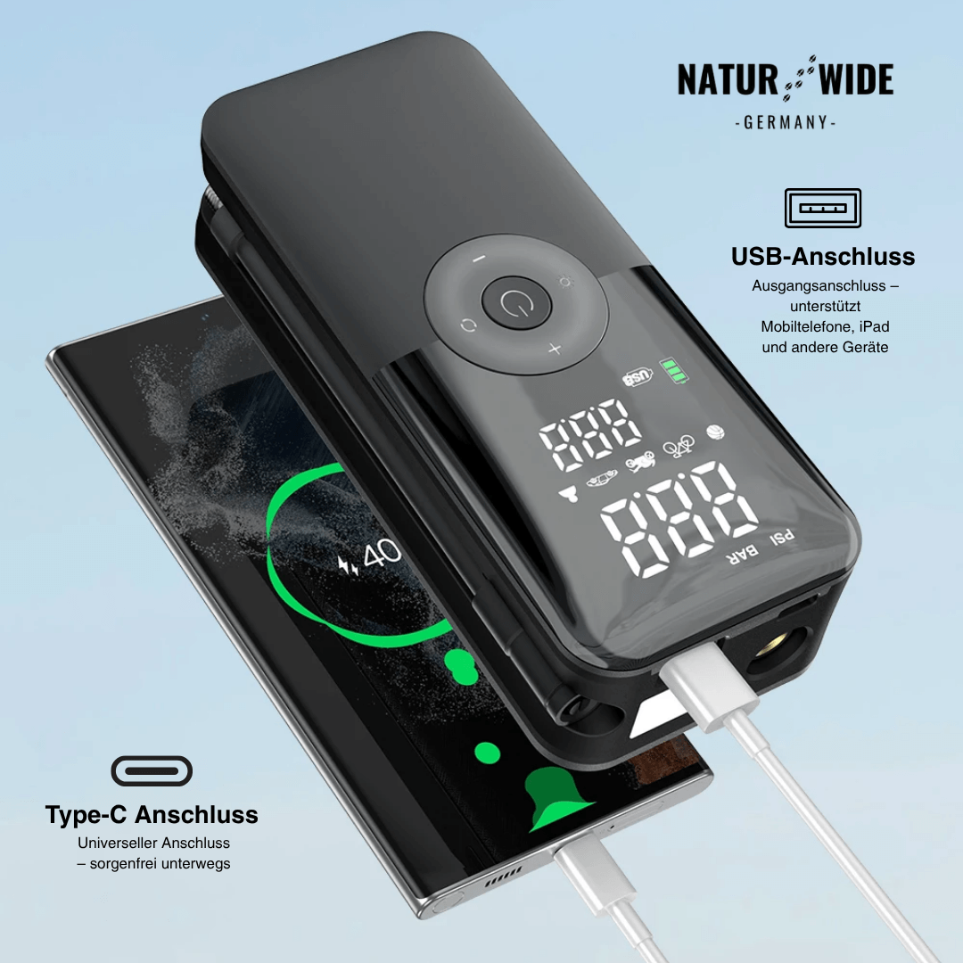 Akku-Reifenkompressor mit Display & Powerbank – Ansicht 9