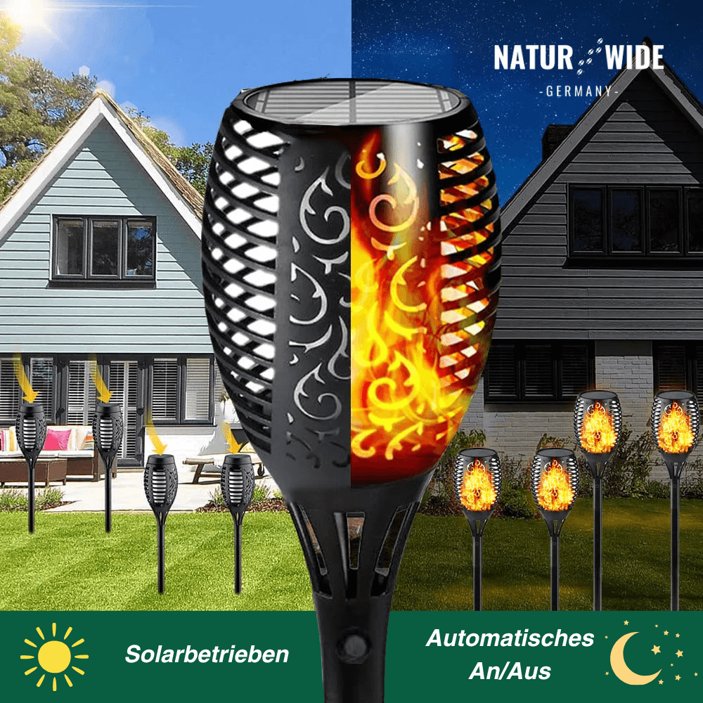 Solar-Gartenfackeln mit Flammeneffekt, 4er-Set – Ansicht 4