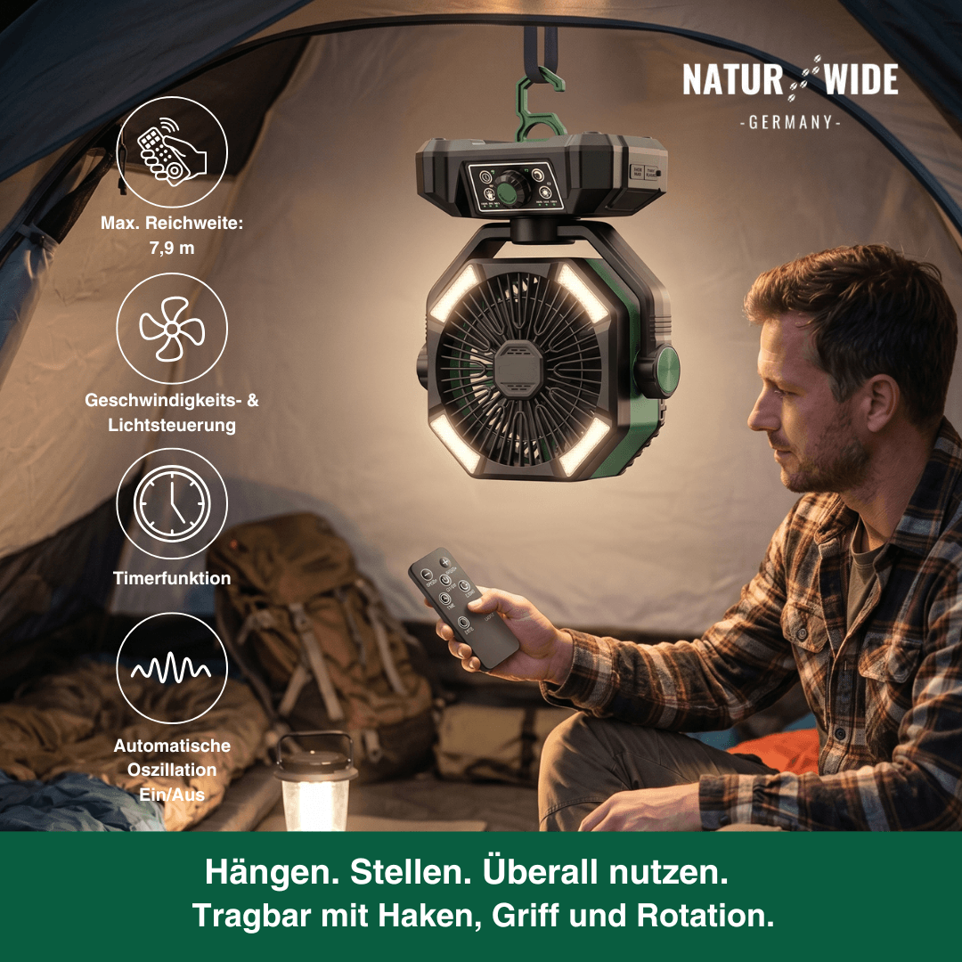 Campingventilator mit Licht, 20.000-mAh-Akku – Ansicht 2