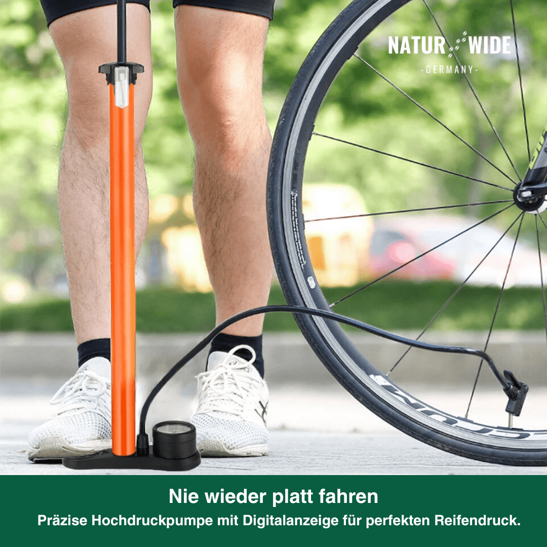 Fahrradpumpe 11 bar mit Manometer, alle Ventile – Ansicht 6