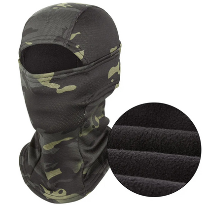 Fleece-Sturmhaube winddicht, auch unter Helm – Wald Camo