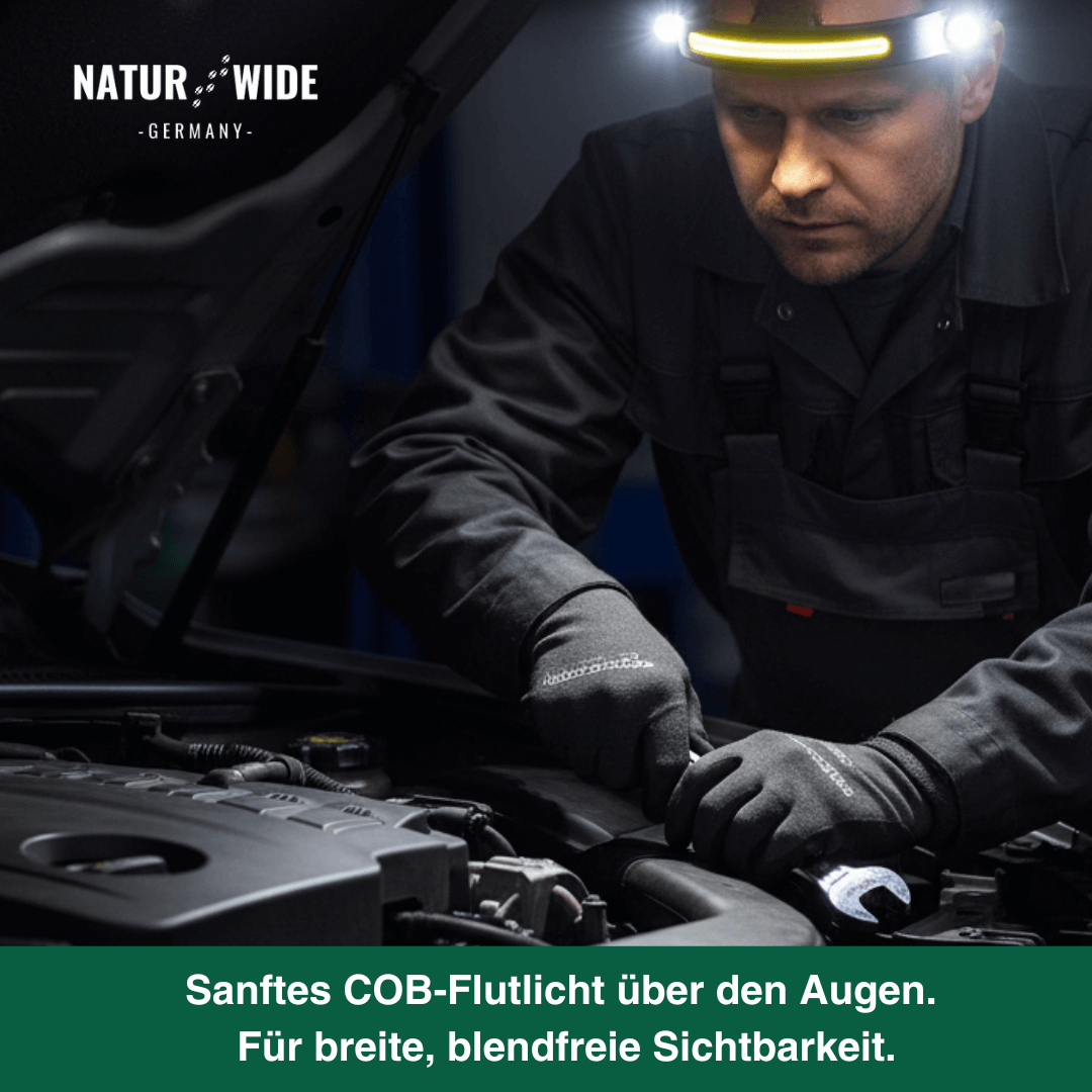 Stirnlampe mit Doppel-Fernlicht und 230° COB – Ansicht 15