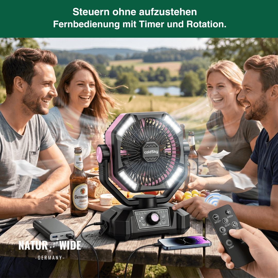 Campingventilator mit Licht, 20.000-mAh-Akku – Ansicht 4