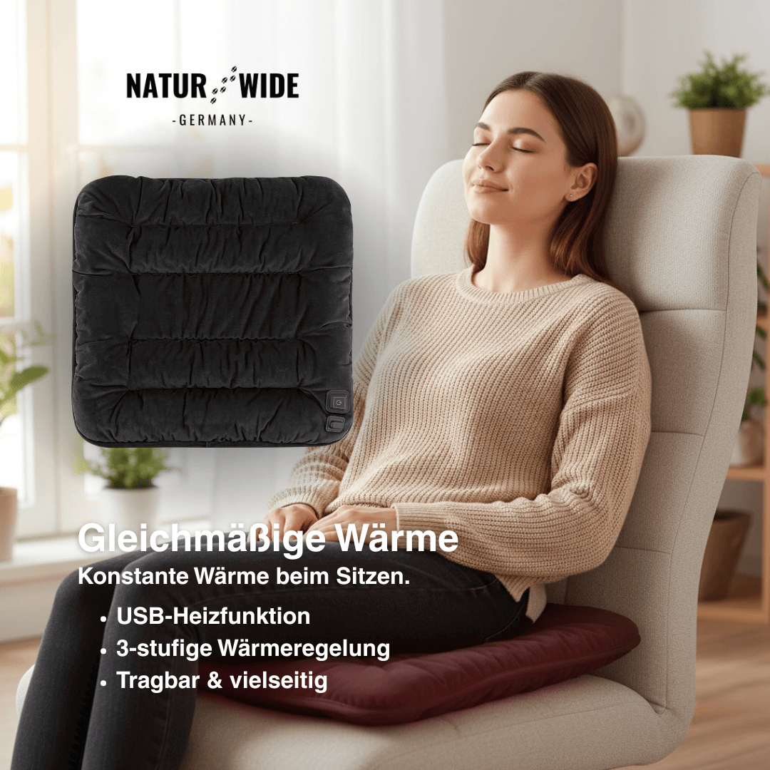 USB-Sitzheizkissen 45 × 45 cm, 3 Stufen – Ansicht 10