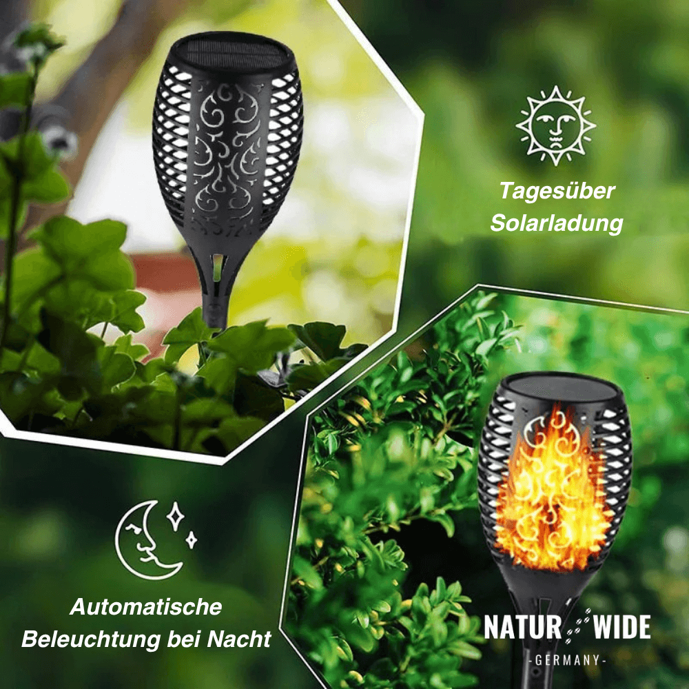 Solar-Gartenfackeln mit Flammeneffekt, 4er-Set – Ansicht 3