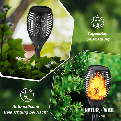 Solar-Gartenfackeln mit Flammeneffekt, 4er-Set – Ansicht 3