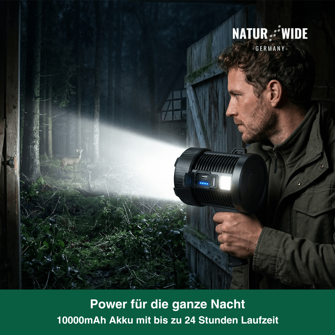 LED-Handstrahler mit Akku, Solar & Powerbank – Ansicht 3
