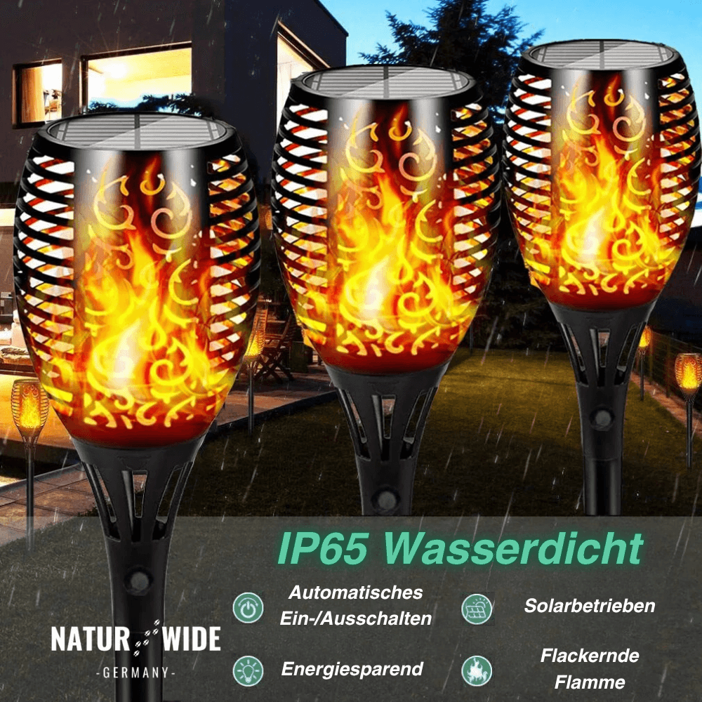 Solar-Gartenfackeln mit Flammeneffekt, 4er-Set – Ansicht 2