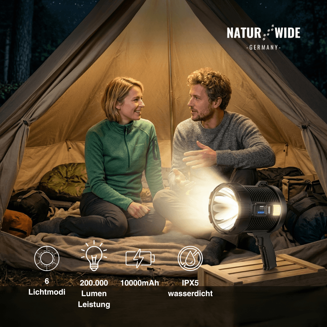 LED-Handstrahler mit Akku, Solar & Powerbank – Ansicht 12