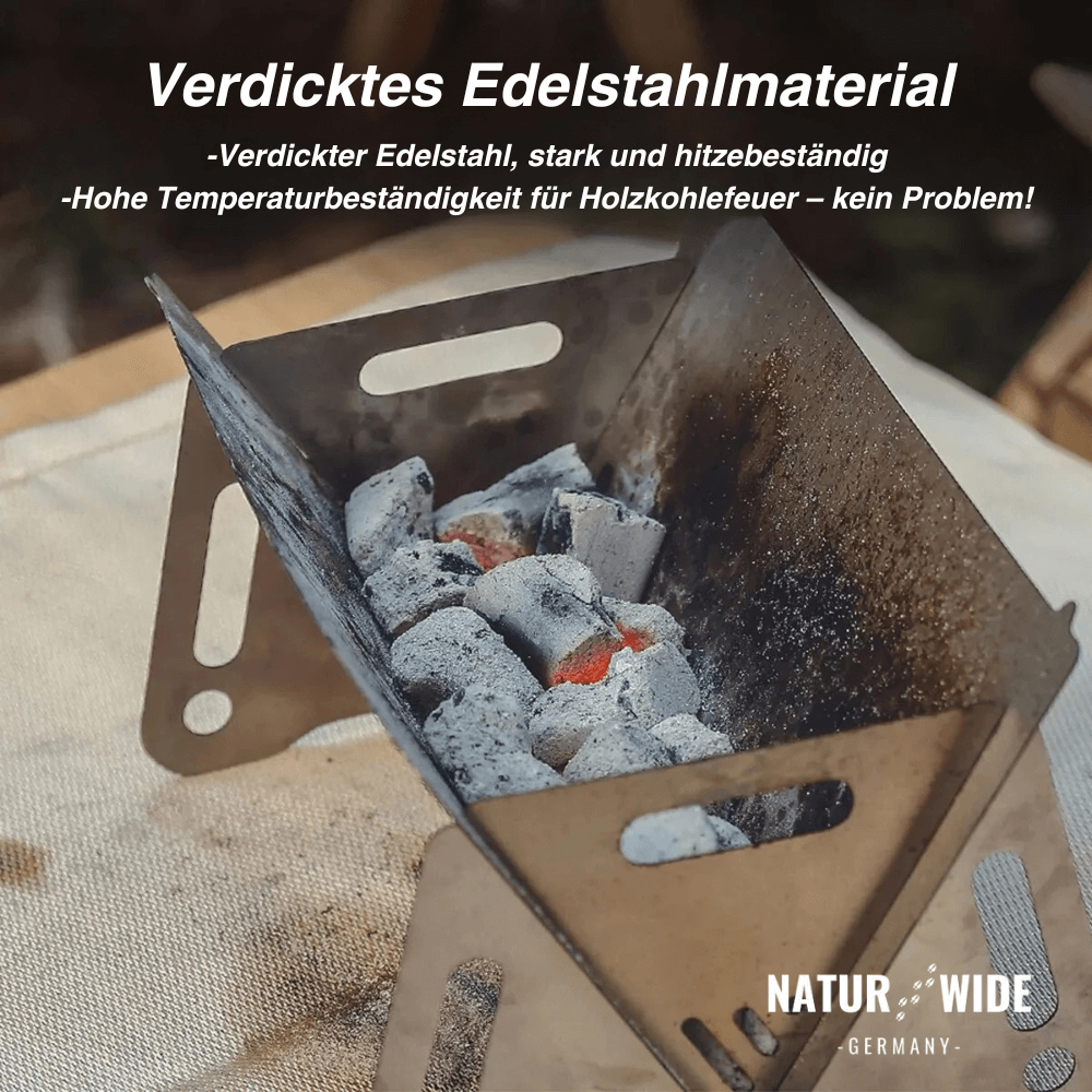 Klappgrill aus Edelstahl für Holzkohle – Ansicht 4