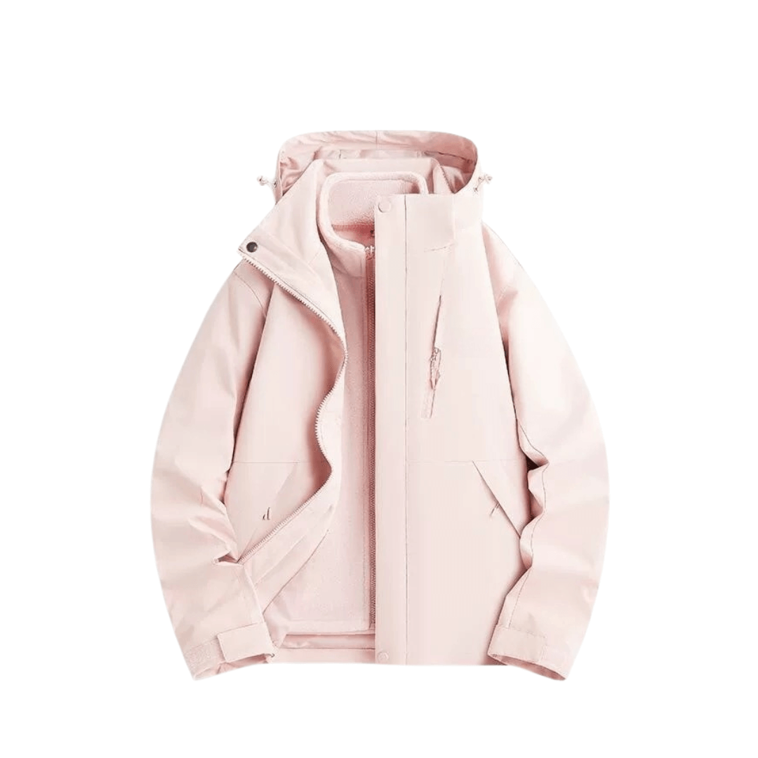 Damen Regenjacke 2-in-1 mit Fleece-Innenjacke – Pastell-Rosa