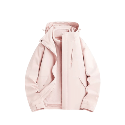 Damen Regenjacke 2-in-1 mit Fleece-Innenjacke – Pastell-Rosa