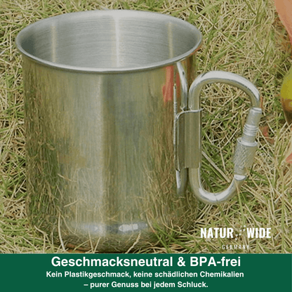 Edelstahlbecher 500 ml mit Karabinergriff – Ansicht 5