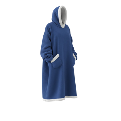 Oversize Deckenhoodie aus Flanell mit Kapuze – Blau